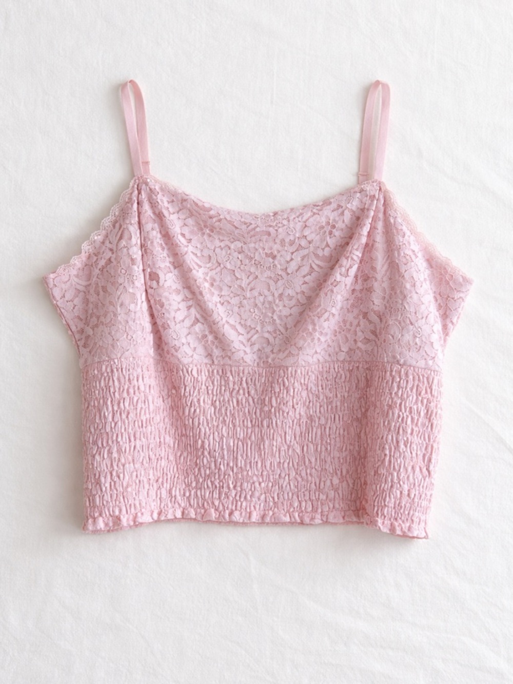 Torrid Pink Lace Smocked Crop Top |Woman 6X Feminine Y2K Cami Baddie  2023
